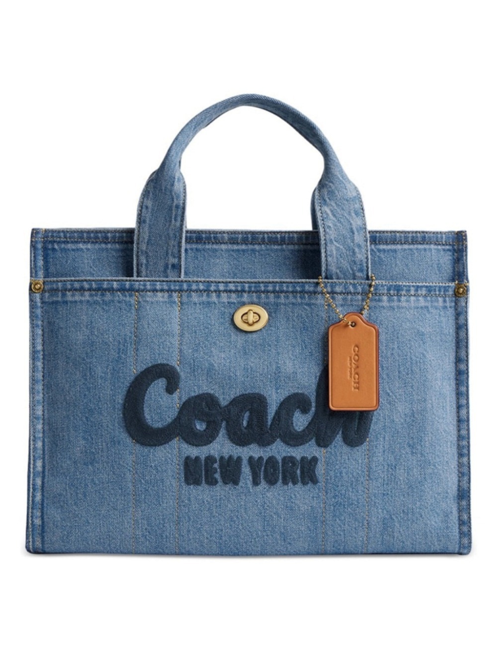 NEW Authentic Coach Medium Denim Cargo Tote in Indigo Blue CR657 NWT - Picture 3 of 8